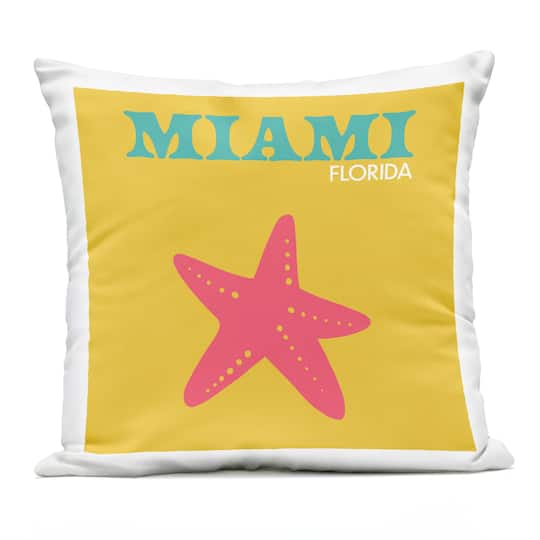 Stupell Industries 18" x 18" Miami Florida Summer Starfish Outdoor Print Throw Pillow